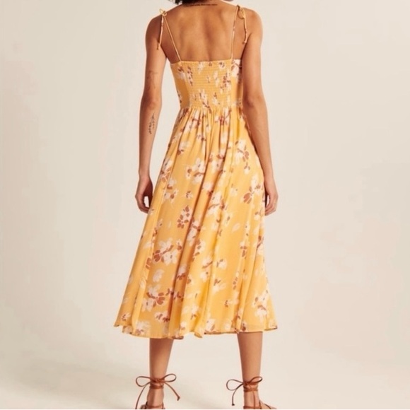 Abercrombie & Finch Yellow Floral Midi Dress - Picture 3 of 5